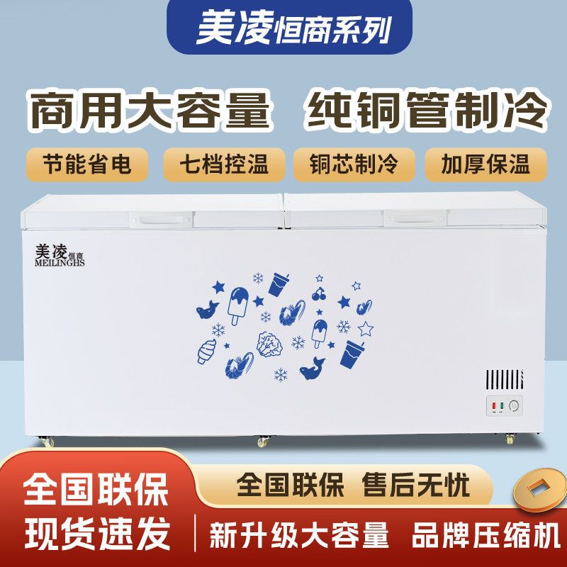 Smart Freezer, Commercial Multi-Specification Optional Large-Capacity Refrigerated and Frozen Single and Double Temperature Copper Tube Energy-Saving Freezer with Free Shipping