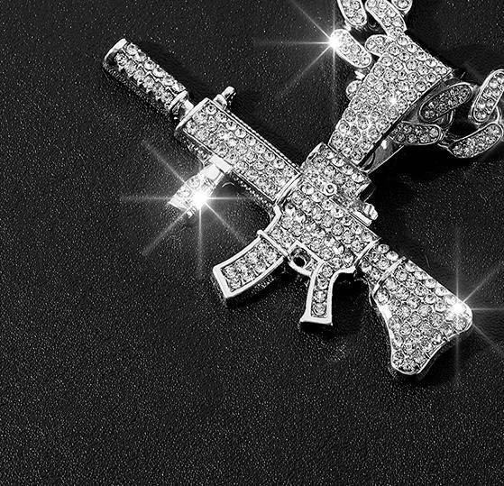 Hip-hop transfronterizo M4 colgante de diamante completo collar cubano para hombres cool nicho con accesorios de venta caliente de personalidad europea y americana image 9