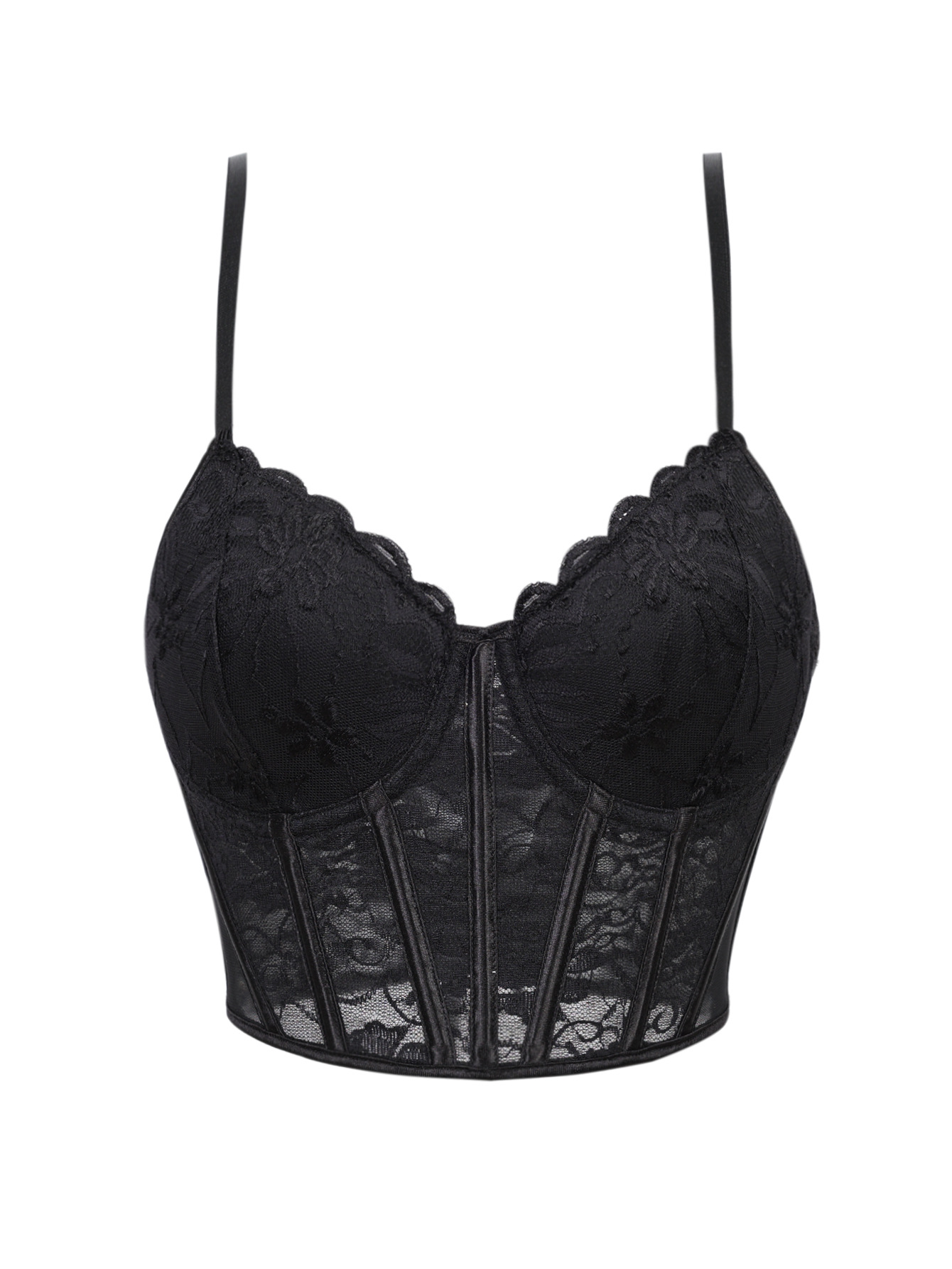 Francés de malla negra transpirable sexy con tazas caliente temperamento cabina delgada pura desear cabina superior mercancías transfronterizas