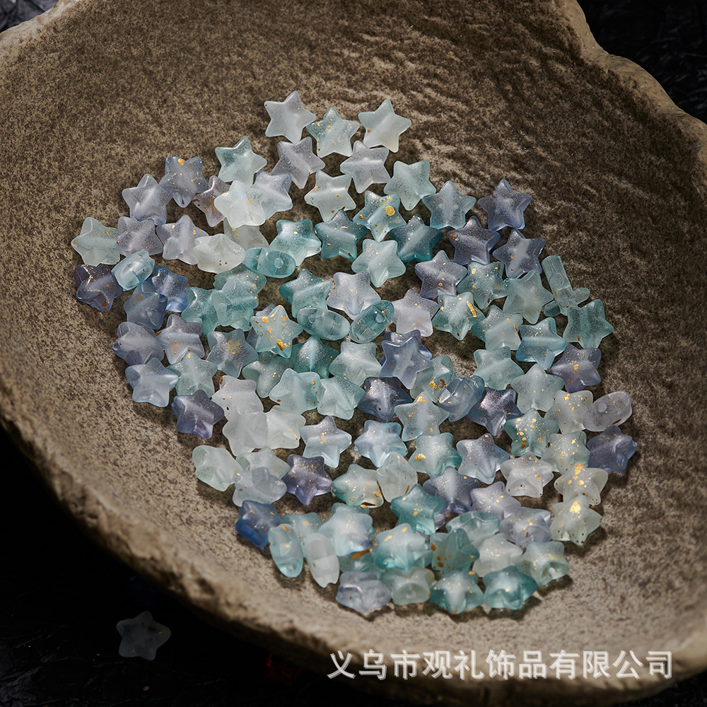 Foil de oro esmerilado estrella de pentaco de forma especial pulsera acrílica diy accesorios de cadena de cuentas de teléfono móvil cuentas sueltas