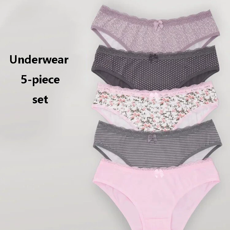 Женское нижнее белье из чистого хлопка, средней посадки, треугольного кроя, спортивное, больших размеров, европейского и американского стиля, комбинированное, для трансграничной внешней торговли.