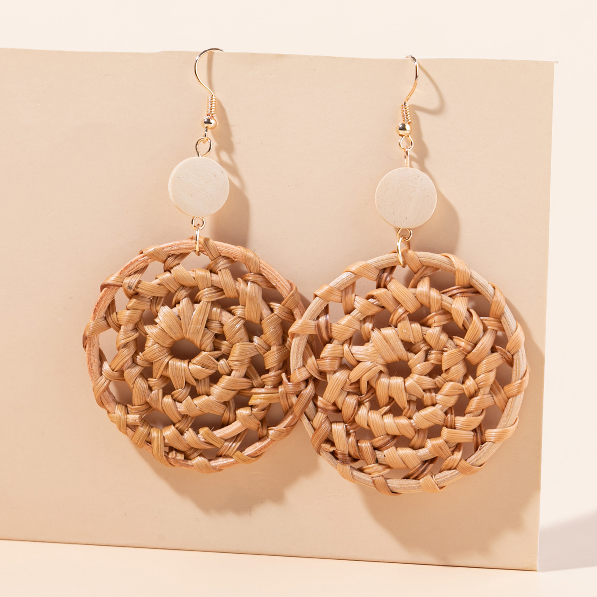 Vacation Solid Color Rattan Drop Earrings display picture 3