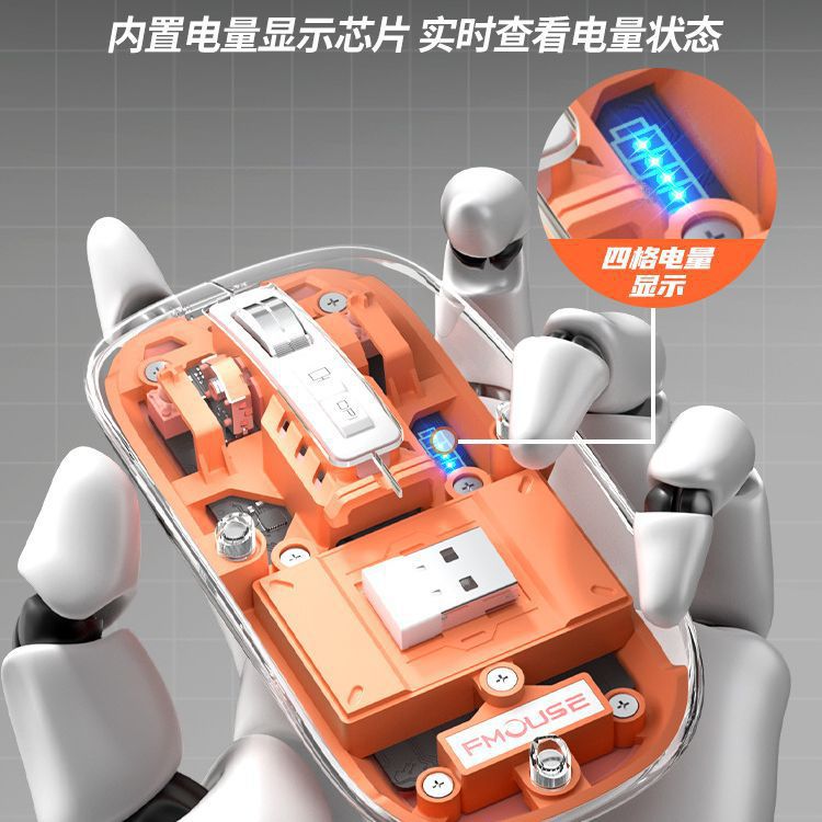 Ratón inalámbrico, transparente, luminoso y silencioso, ratón Bluetooth, tres modos, adecuado para ipad, teléfono móvil, tableta, computadora portátil