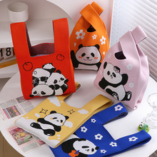 日常休闲百搭可爱熊猫手提包成都熊猫爷爷包托特包涤纶针织伴手礼