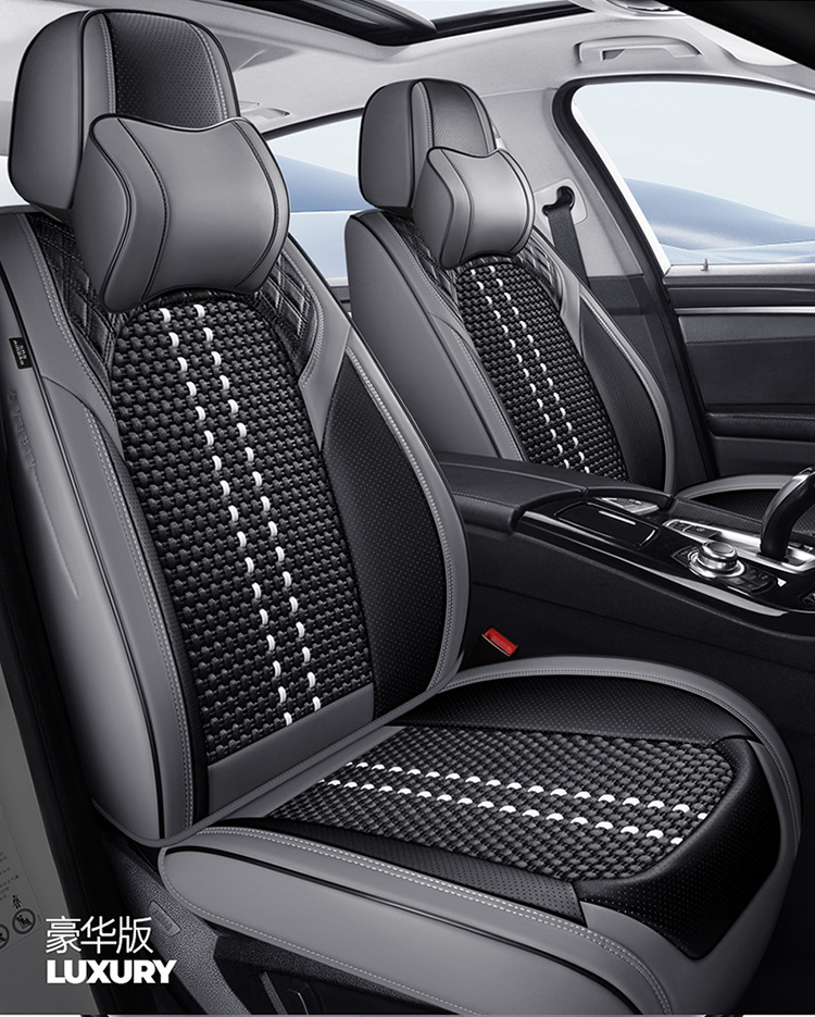 2025 Manufacturer Wholesale New Nappa Leather Diamond Seat Cover Ice Silk Four-Season Universal Car Five-Seater Cushion Seat Cover