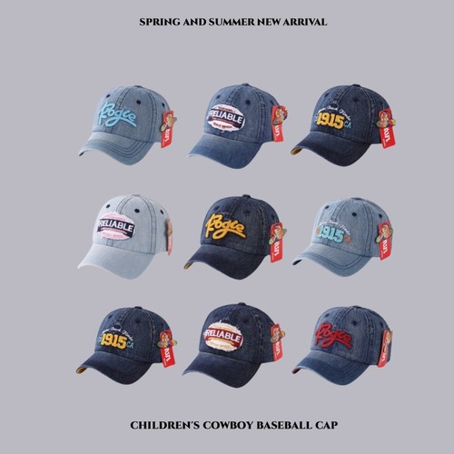 Kids' Denim Baseball Cap | Autumn New Arrival Sun-Protective Visor Hat for Outdoor Adventures | Boys' Hat | Export Quality G548
