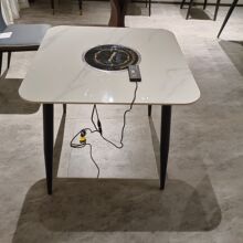 新款酒店餐馆公寓民用小户型电磁炉餐桌加热定温火锅方形岩板餐桌