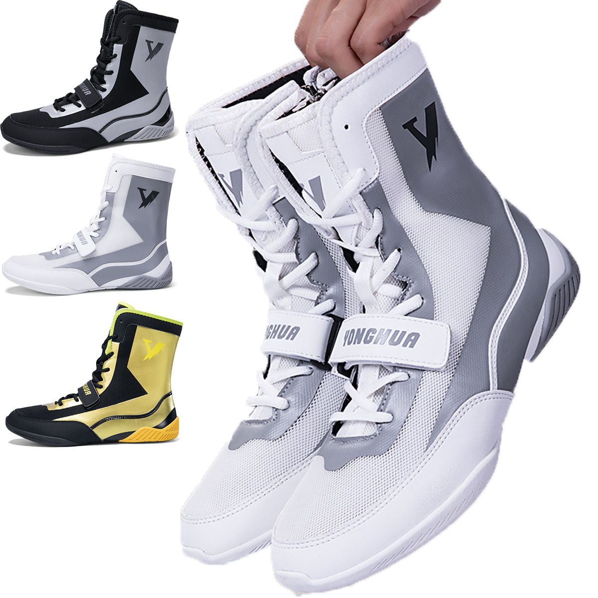 New Foreign Trade Direct Sales Men's Fighting Training Non-Slip Durable Wrestling Shoes for Men and Women, Professional Comfortable Wear-Resistant Boxing Shoes