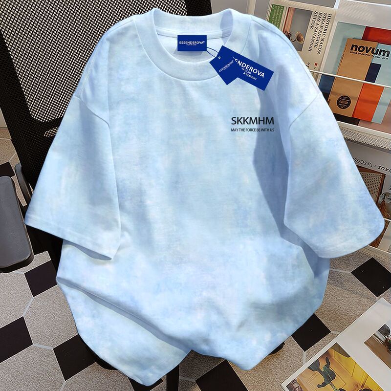 Neutral Style Letter Tie-Dye Short-Sleeved T-Shirt Work Clothing Men and Women Summer Round Neck Couple Loose Casual Versatile Ins Top Neutral Style Letter Tie-Dye Short-Sleeved T-Shirt Work Clothing Men and Women Summer Round Neck Couple Loose Casual Versatile Ins Top