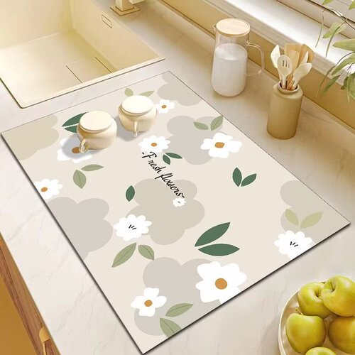 Kitchen Countertop Drain Mat Household Dining Kitchen Drain Mat Stand Dish Drain Mat Bar Silicone Putty Absorbent Mat