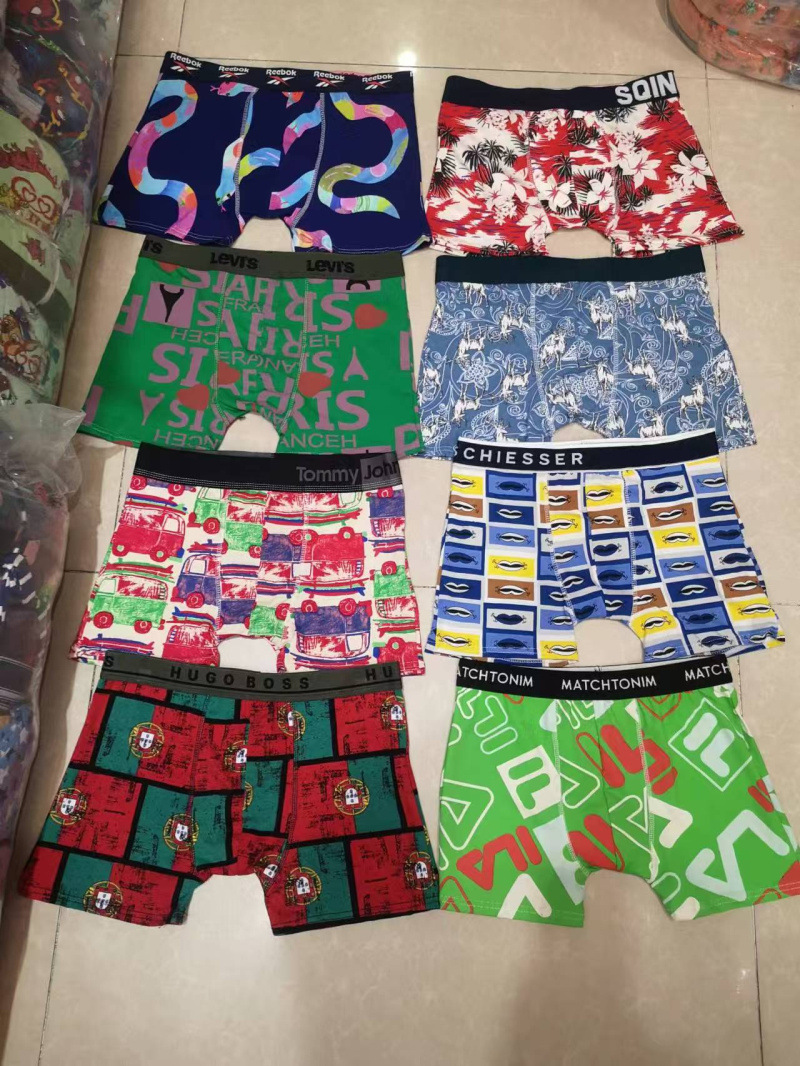 跨境出口非洲外贸男士印花纯棉平角裤批发源头尾库存货源头质量好