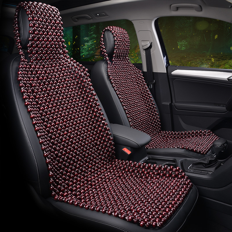 Seat cushion, seat cover | Universal Bead Cushion Summer - red-wood-bead-long-single-seat-double-line-eucalyptus-wood