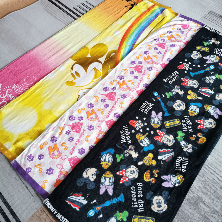 Japanese Disini Xinjiang Cotton Cut Velvet Reactive Printed Children's Small Bath Towel Sports Towel Mickey Goofy Soft Japanese Disini Xinjiang Cotton Cut Velvet Reactive Printed Children's Small Bath Towel Sports Towel Mickey Goofy Soft