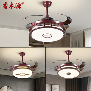 New Chinese-style ceiling fan lamp dining room living room bedroom electric fan lamp retro antique fan lamp stealth fan chandelier 8729