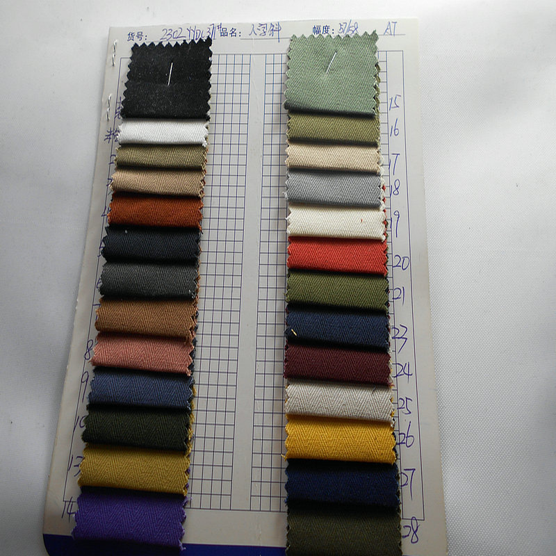 提花全棉弹力人字斜提花布 鱼骨纹粗细人字纹活性色时装裤子面料