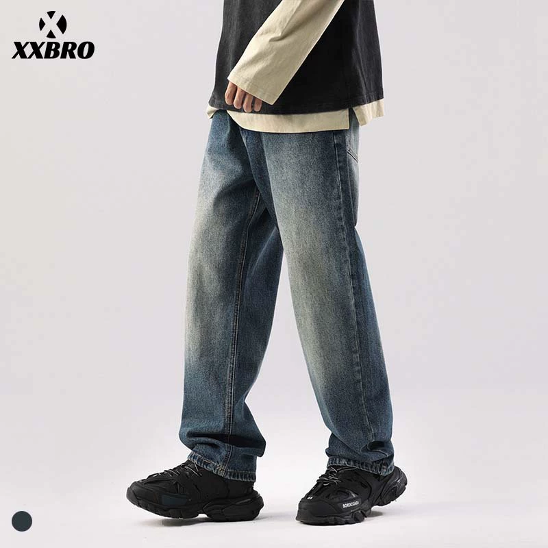 Xxbro мужская одежда # ретро стирка американской марки Tide High Street Haran брюки свободные джинсы мужские прямые брюки широкие брюки