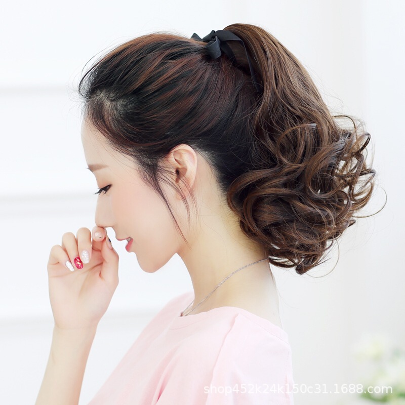 Wig Pony Tail Women's Strap Curly Hair Tail Pear Flower Roll Large Wave Short Curly Braid Fake Hair Pony Tail Hair