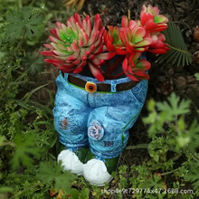 热销牛仔裤花园摆件跨境园林艺术庭院装饰树脂摆件花盆庭院装饰