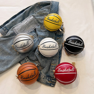 Girls Fashion Letter Round Bag Mini Basketball Bag Cute Girl Chain Messenger Bag Key Coin Purse Parent-Child Bag