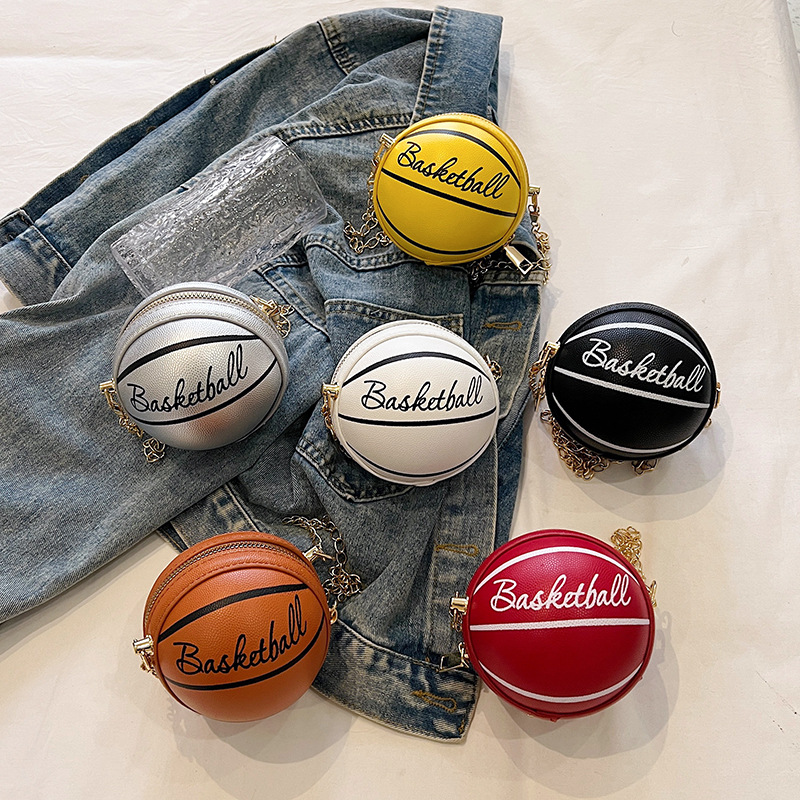 Girls Fashion Letter Round Bag Mini Basketball Bag Cute Girl Chain Messenger Bag Key Coin Purse Parent-Child Bag