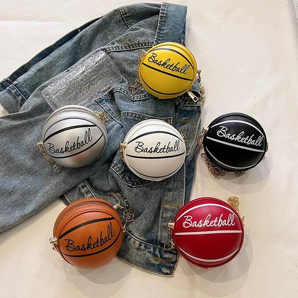 Girls Fashion Letter Round Bag Mini Basketball Bag Cute Girl Chain Messenger Bag Key Coin Purse Parent-Child Bag