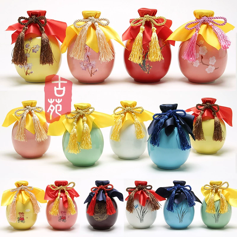 Декоративная креативная домашняя винная банка с дизайном персикового цвета и цветка вишни, маленькая бутылка вина в японском стиле, пустая бутылка вина от Guyuan Ceramics.