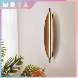 日式侘寂风茶室壁灯设计师个性创意复古树叶中古卧室书房间过道灯