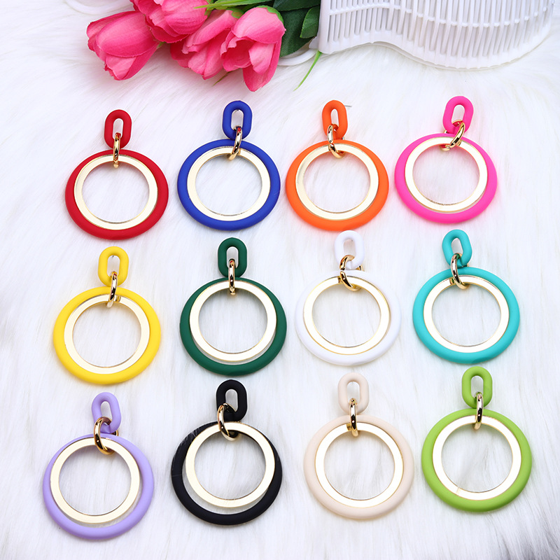 Exaggerated Circle Arylic Patchwork Women's Drop Earrings display picture 2