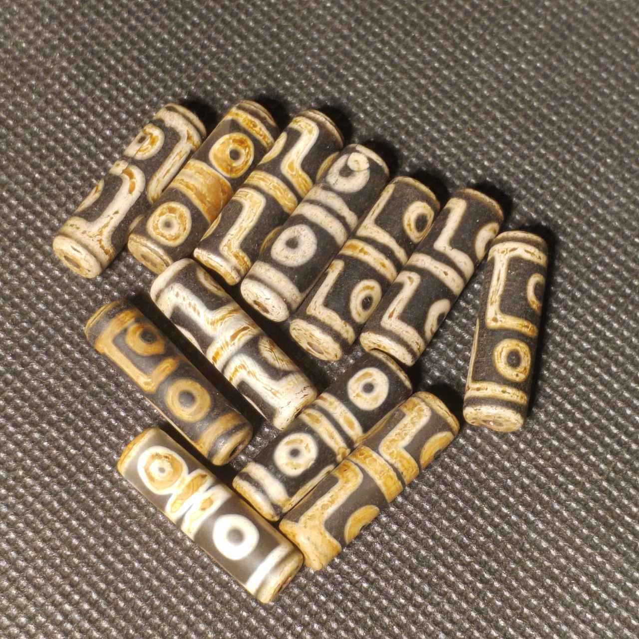 藏式天然玛瑙散珠火供折线4眼天珠项链吊坠diy文玩隔珠配饰