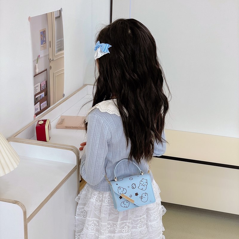 Bolso de hombro para niños y niñas de estilo coreano, bolso de bebé con estampado de estilo occidental lindo de dibujos animados, nuevo mini bolso de cadena para niños