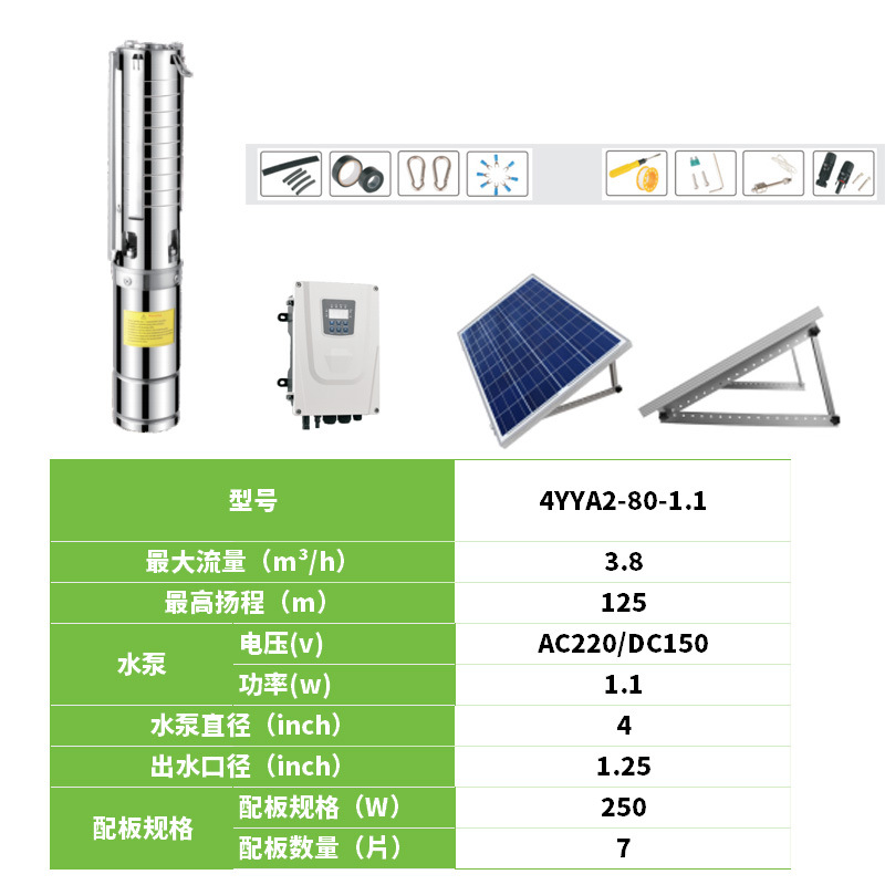 Sistema completo de bomba de agua solar fotovoltaica de conmutación automática AC / DC 110V 220V bomba sumergible solar que contiene placa