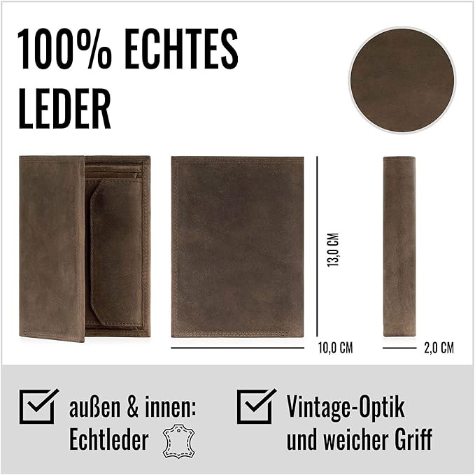 Cartera de negocios de piel de vaca de primera capa personalizada Cartera multifunción RFID Cartera corta con varias tarjetas Cartera triple para hombres