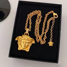 法式复古人头吊坠项链情侣款高级设计感颈链个性百搭卫衣链配饰品