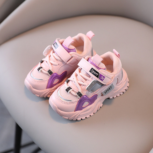 Girls' sports shoes  spring new children's soft-soled breathable mesh shoes boys' lightweight toddler shoes casual shoes