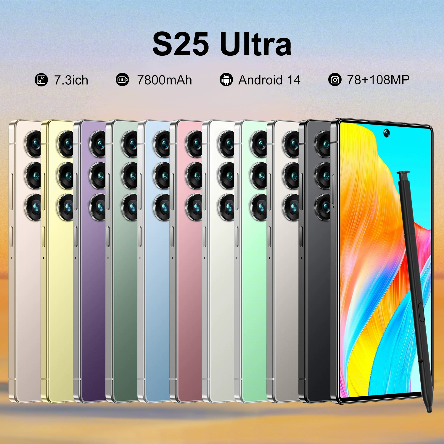 Мобильный телефон S25, 7,3 дюйма, Android 12, 4G