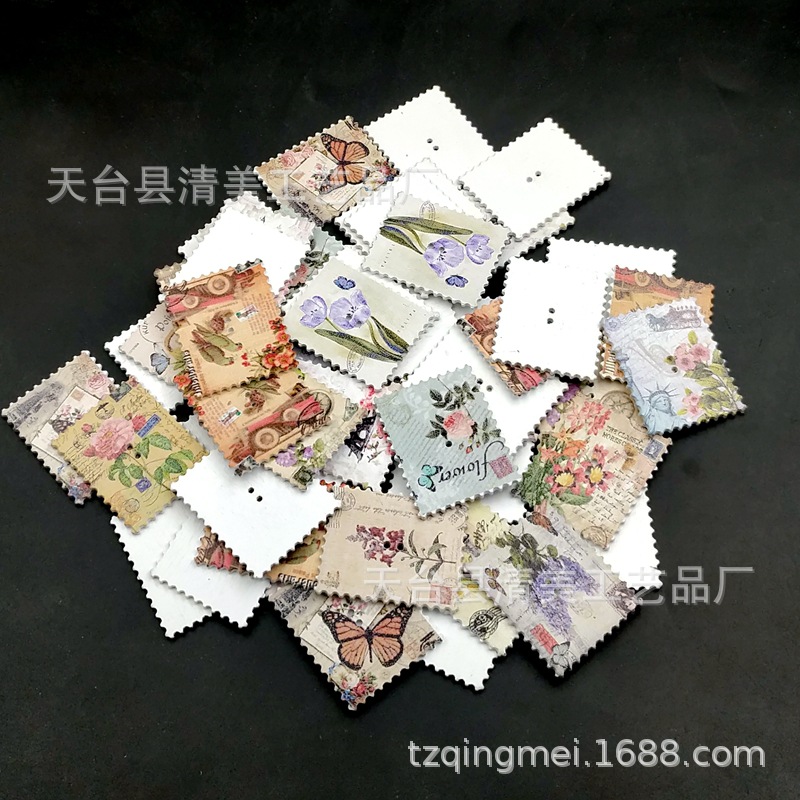 30*38mm botones de bricolaje fondo blanco estilo torre postal fondo blanco botones de madera pintados 50 piezas en un paquete