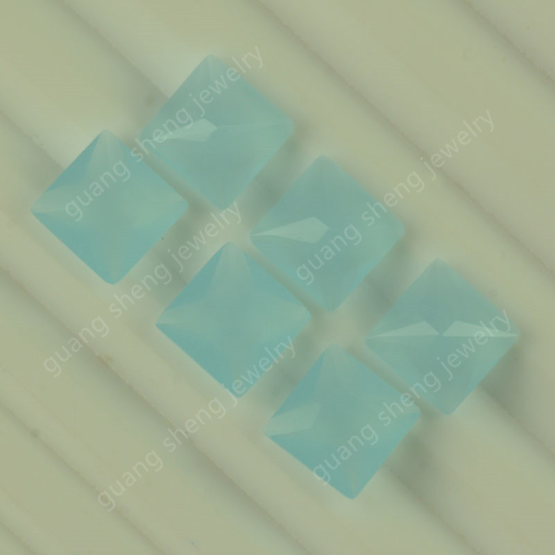 Wuzhou Gemstone Glass Imitation Aquamarine Artificial Gemstone Ring Inlaid with Princess Square Diamond Light Blue Glass Bare Stone Wuzhou Gemstone Glass Imitation Aquamarine Artificial Gemstone Ring Inlaid with Princess Square Diamond Light Blue Glass Bare Stone