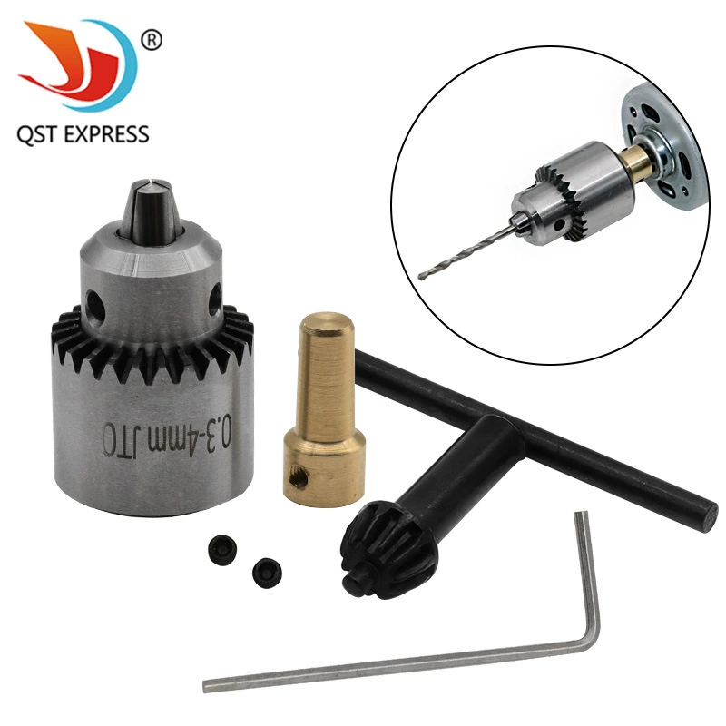 Набор из 4 предметов: сверлильный патрон 0,3-4 мм со втулкой, миниатюрный патрон для электродрели, трехкулачковый патрон, стабильность зажима