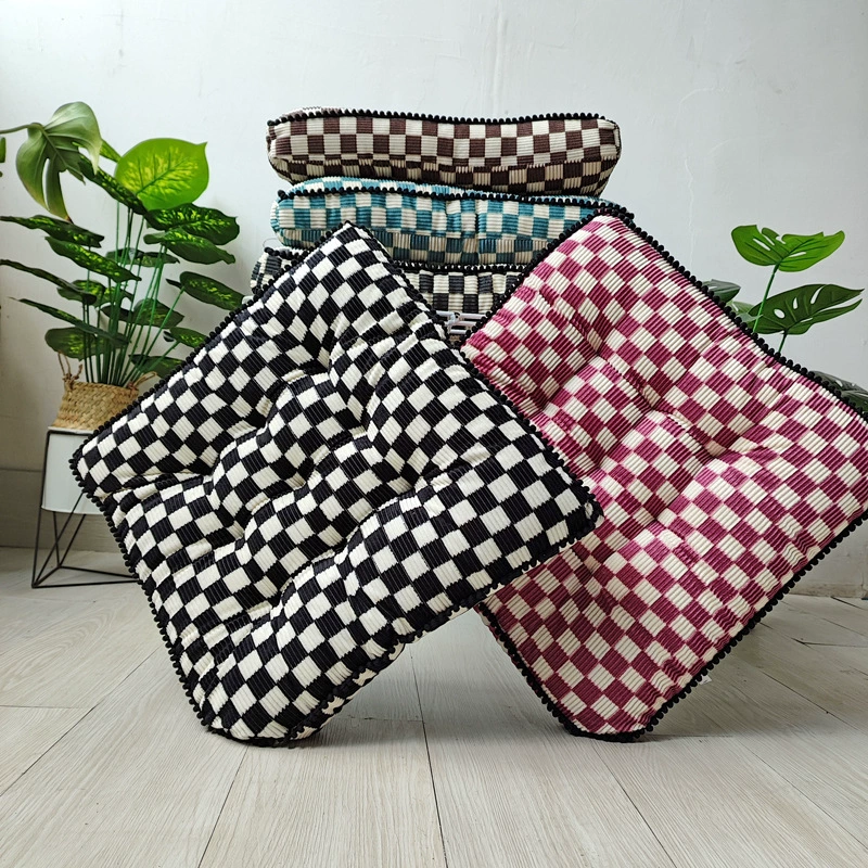 Модная подушка из вельвета в клетку для офиса, идеально подходит для длительного сидения, утолщенное трехмерное мягкое сиденье для стула.