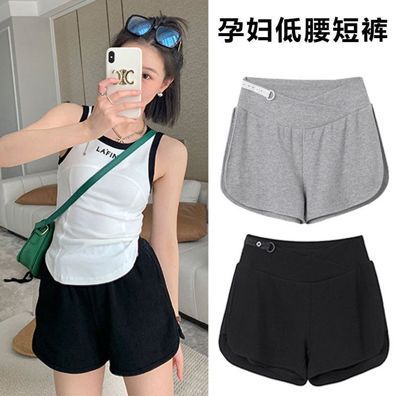 Maternity Shorts, Summer Thin Style, Casual Wide-Leg Pants for Outdoor Wear, Early Pregnancy Base Layer, Plus-Size Sports Pants for Women in Summer