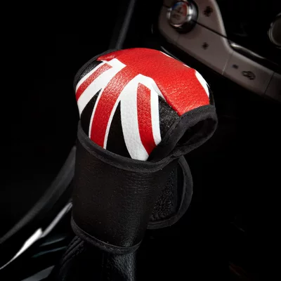 Seatbelt Shoulder Pad Leather | Seat belt shoulder pad - leather-red-black-union-jack-pattern-thin-gear-shift-cover-1-piece