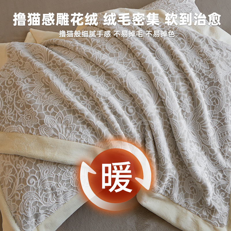 Invierno tallado de leche de lana de cuatro piezas con sábanas de lana de coral caliente engrosadas cubierta de cama antiestática