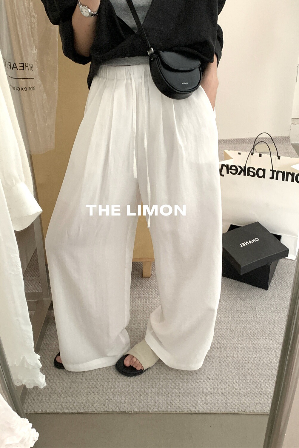 Liquidación, sin devoluciones ni cambios, color verde limón y té, pantalones rectos de pierna ancha con cordón elástico en la cintura para mujer, pantalones largos holgados, novedad de verano 2025. image 6