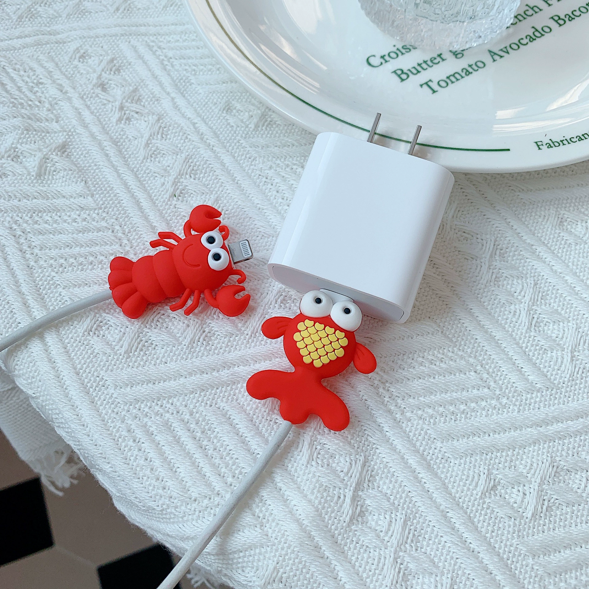 Apple, cartoon protective case, iPhone14, charging cable charging, print
