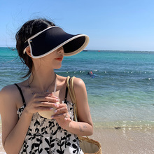 2023新款防晒帽女夏季大檐空顶防紫外线遮阳帽发箍式太阳帽沙滩帽