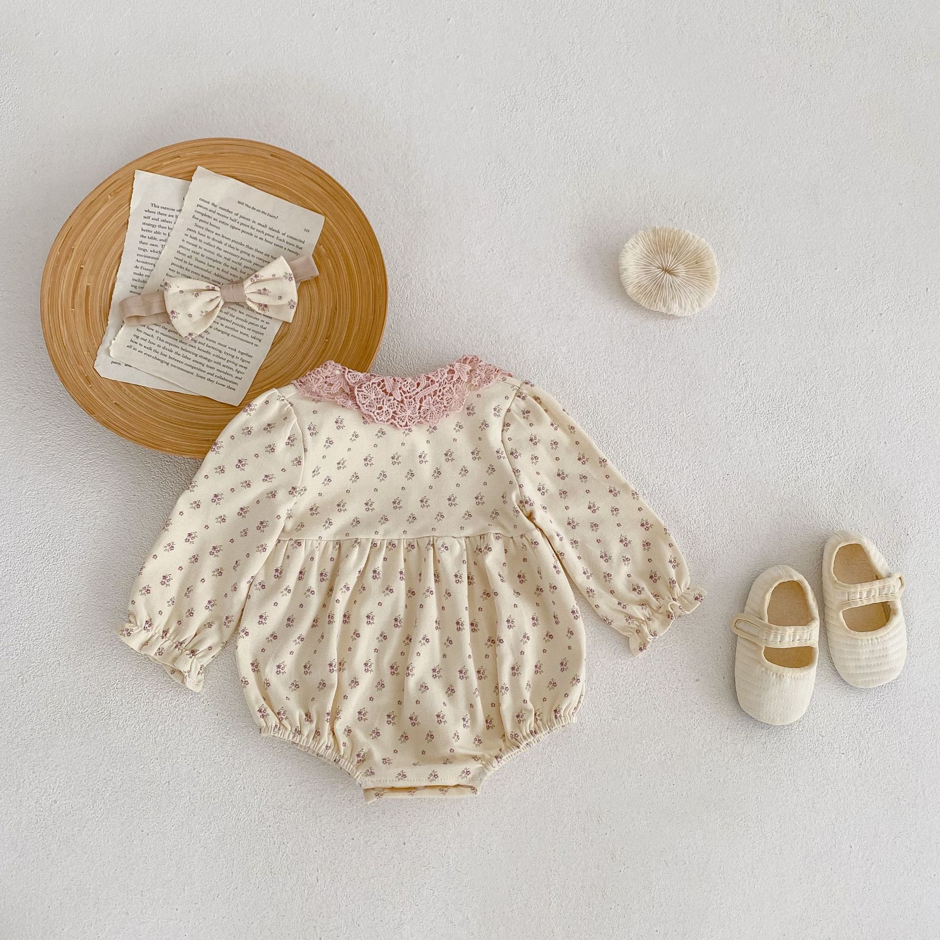 2024 Spring Autumn Clothing for Baby Girls, Infants and Toddlers Floral Print Ha Yi Long Sleeve jumpsuit Triangle_voghion.com