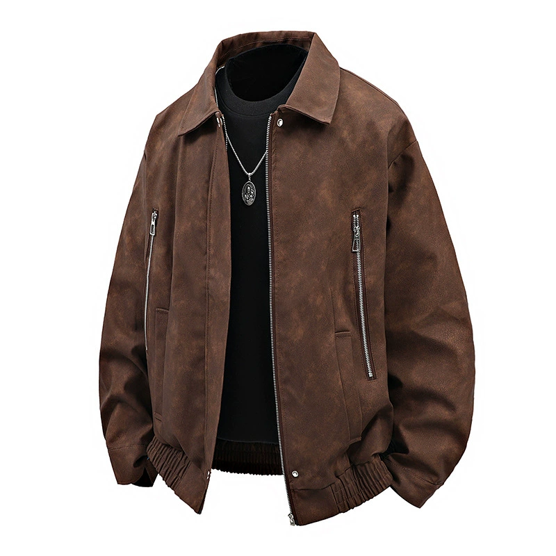Кожаная куртка в американском стиле ретро, ​​мужская весенне-осенняя старая красивая мотоциклетная куртка, куртка-бомбер из искусственной кожи, топ