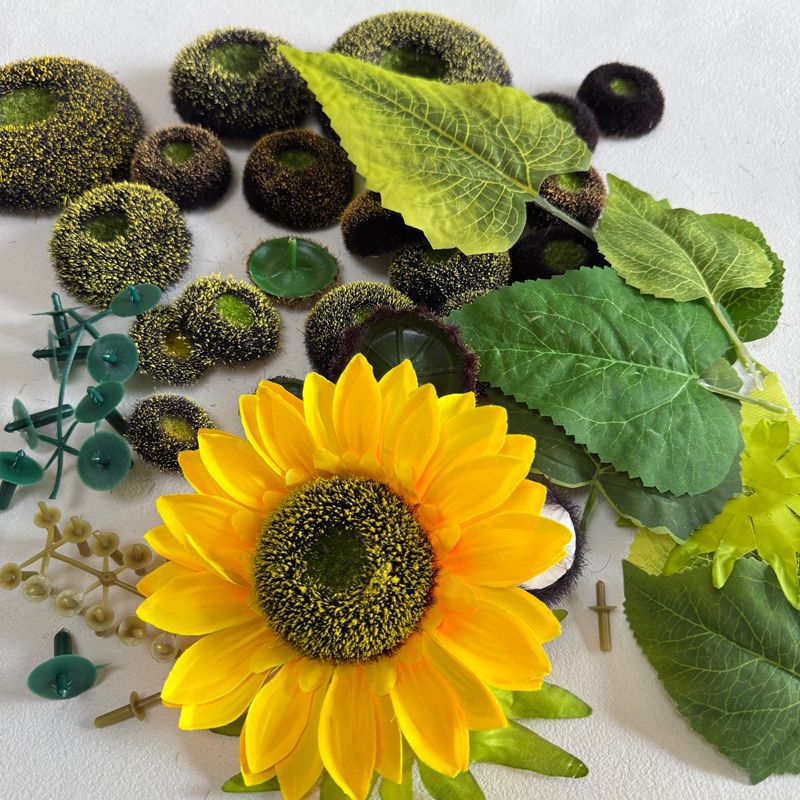 人造向日葵花泡沫花心仿真丝网花菊花太阳花塑料粘毛植绒花蕊配件