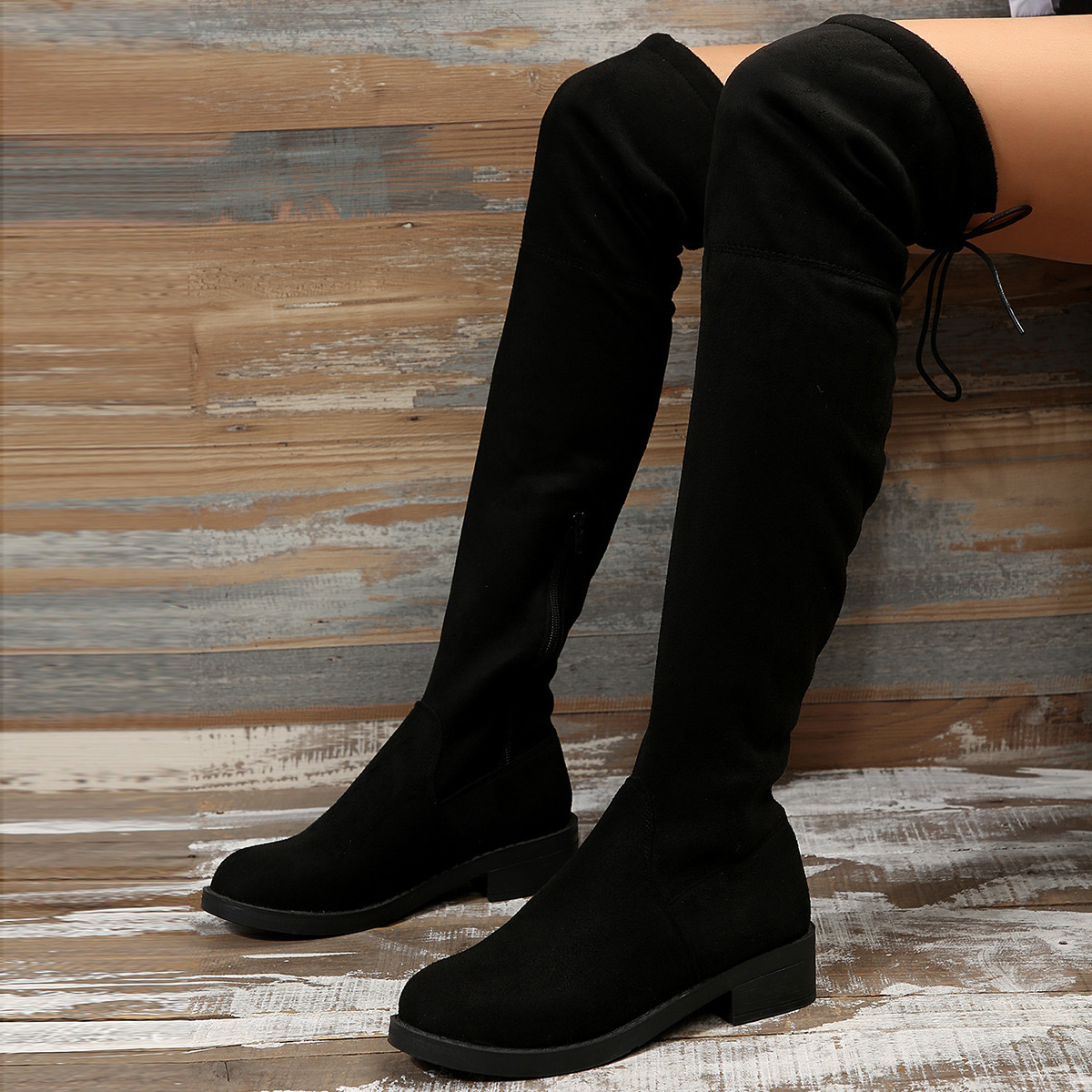 demi-season black high boots for leisure