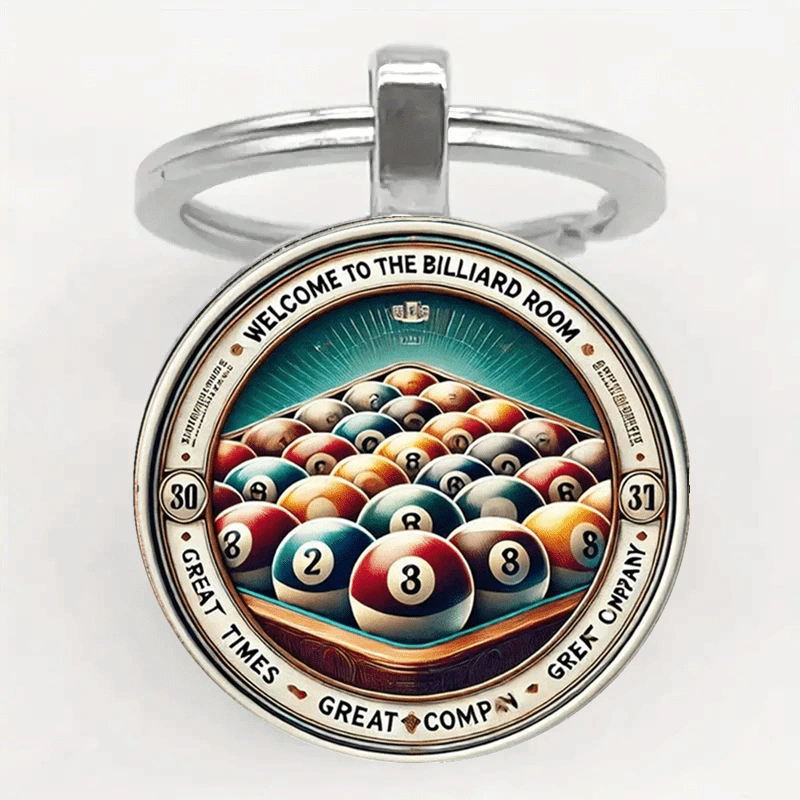 Retro glass metal keychain